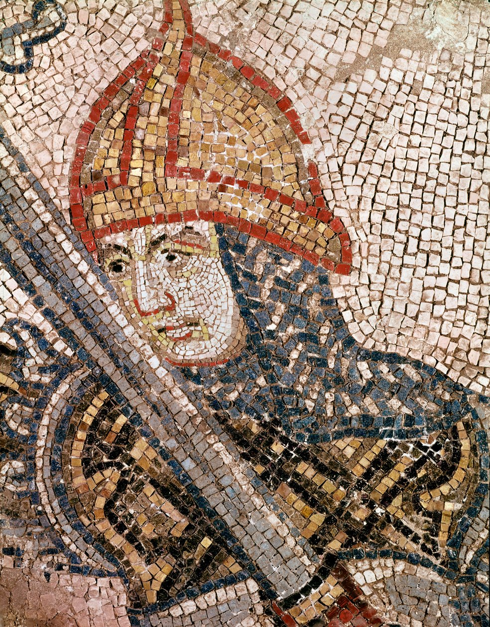 Cabeça de um soldado (detalhe em mosaico de Veneto Byzantine School