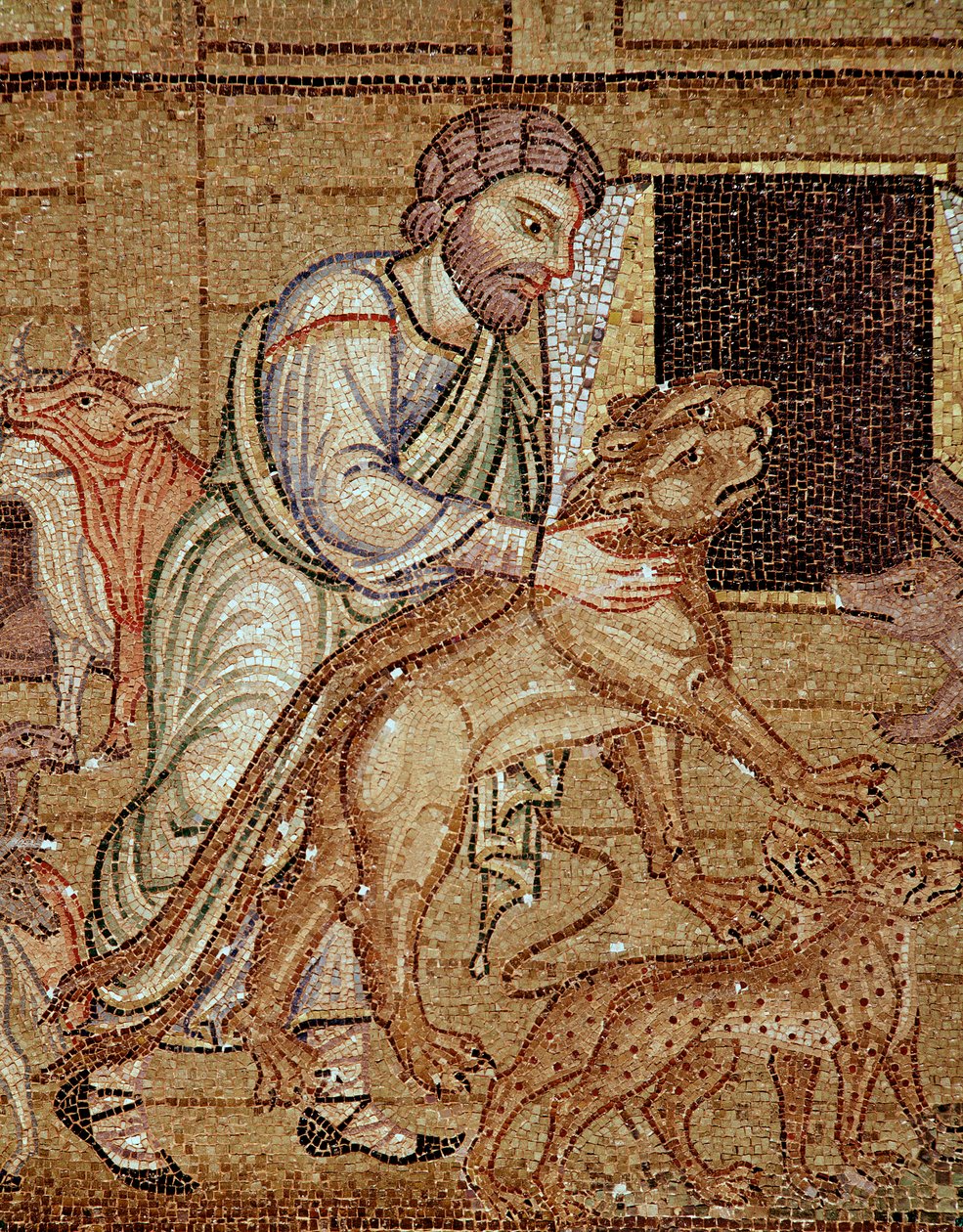 Vida de Noé, a arca (detalhe em mosaico de Veneto Byzantine School