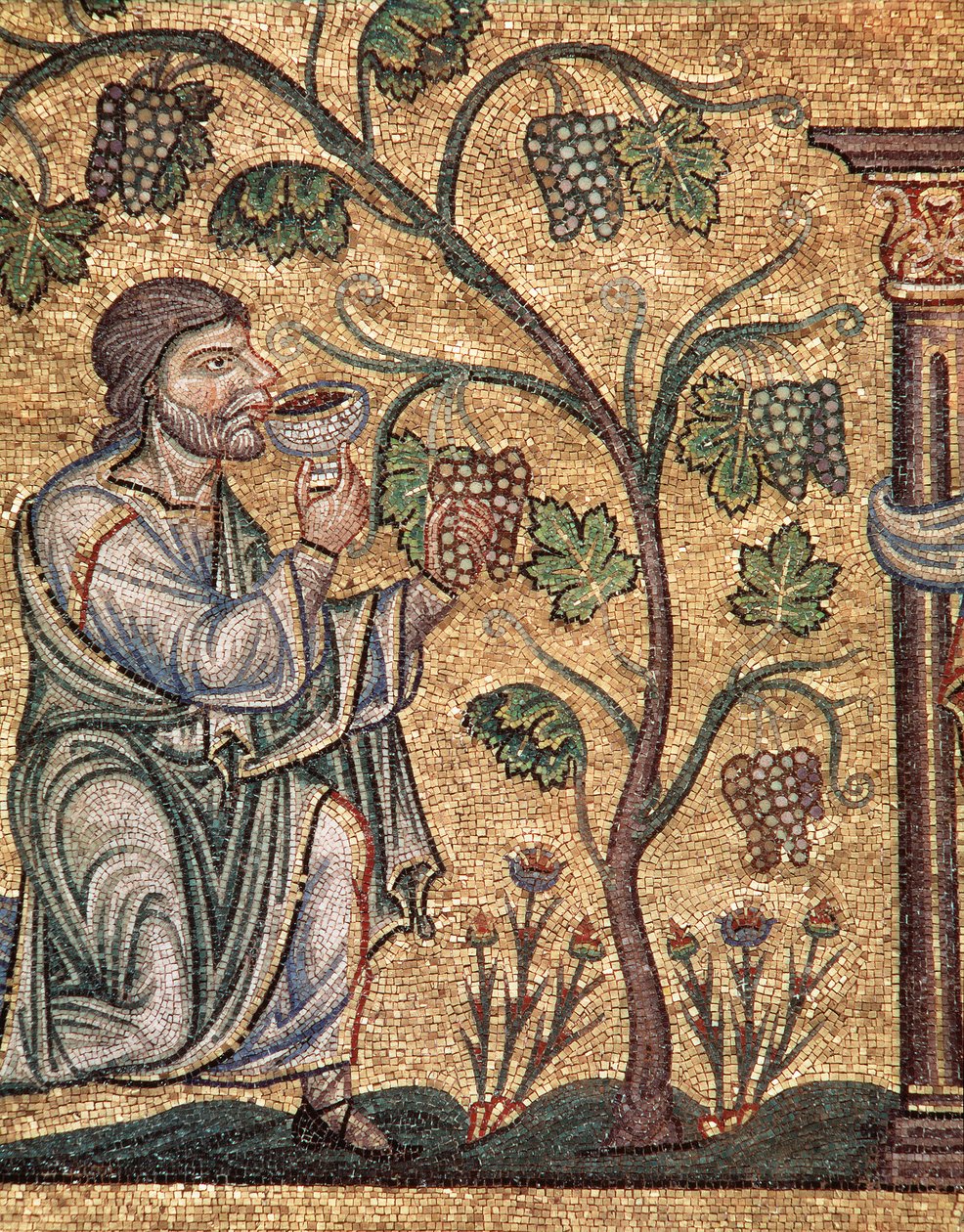 A vida de Noé, a embriaguez (detalhe em mosaico de Veneto Byzantine School