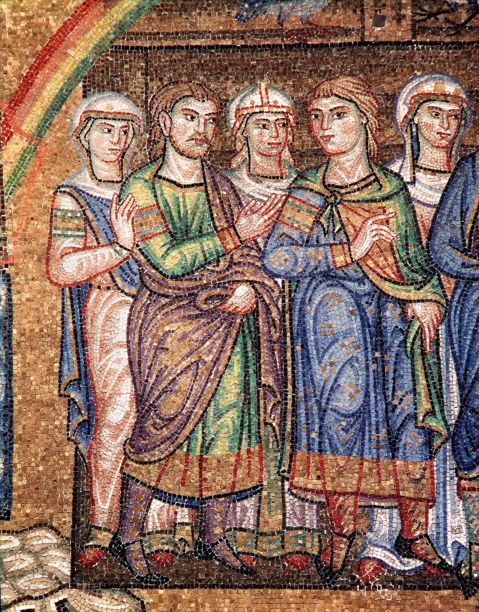 Vida de Noé, os filhos de Noé (detalhe em mosaico de Veneto Byzantine School