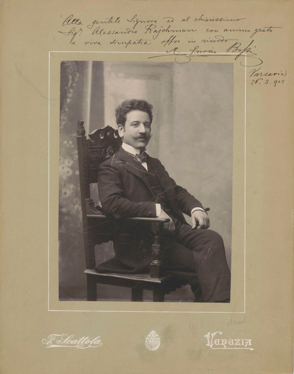 Retrato do organista e compositor Marco Enrico Bossi 1861-1925 , c. 1900. de Venezia . Photo studio Francesco Scattola