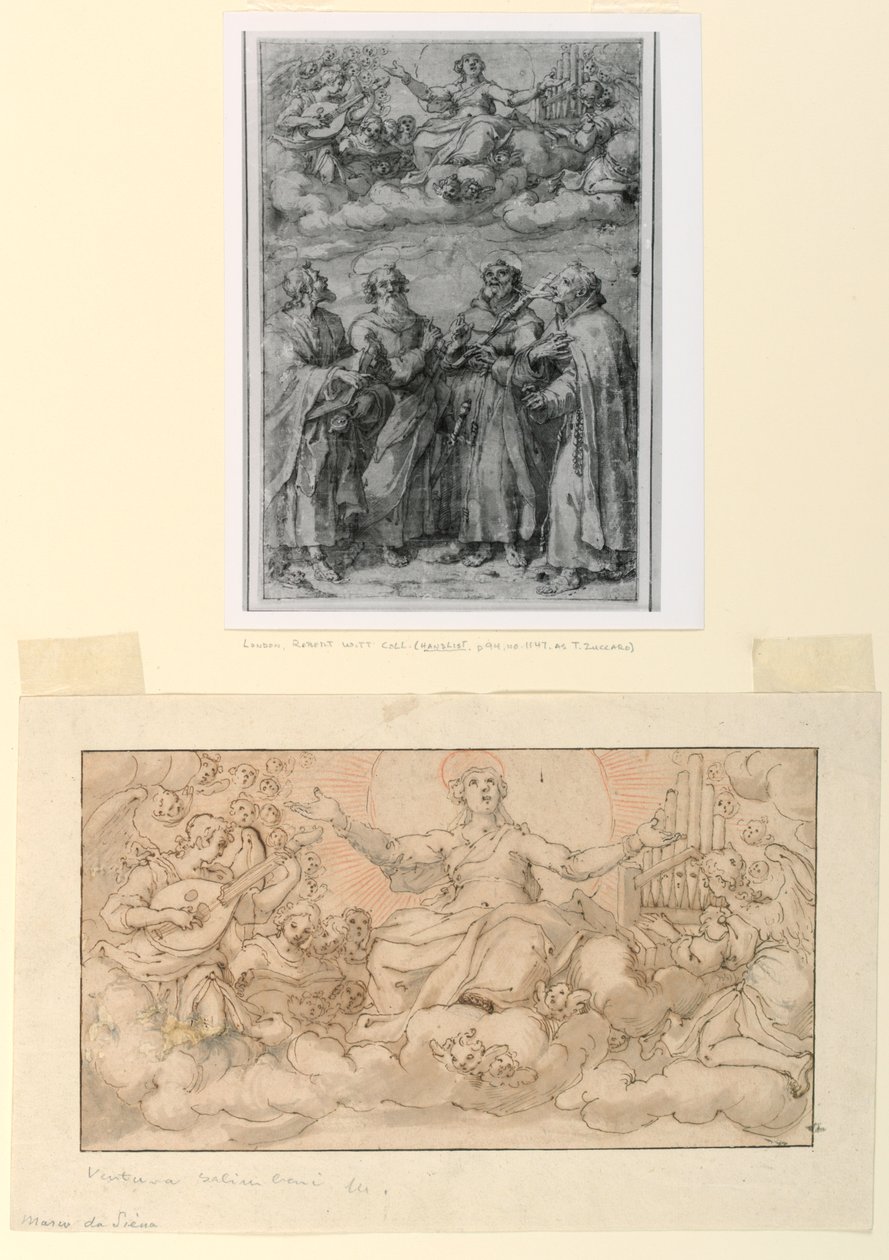 Desenho, A Assunção da Virgem, início do século XVII de Ventura Salimbeni