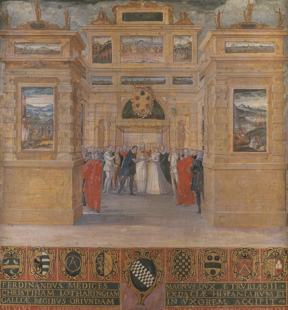 Casamento do Grão-Duque Fernando I de Médicis com Cristina de Lorena de Ventura di Arcangelo Salimbeni