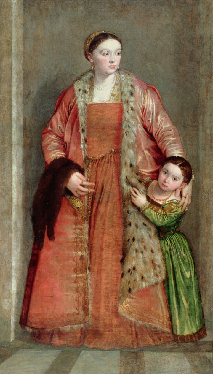 Retrato da Condessa Livia da Porto Thiene e sua Filha, Portia, c.1551 de Paolo Veronese