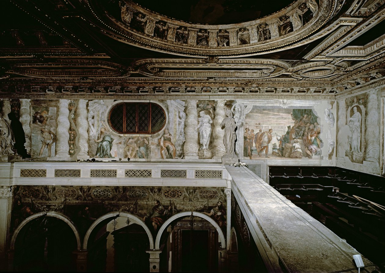 São Sebastião antes do Imperador, seu Martírio e três sibilas, afrescos da galeria de Paolo Veronese