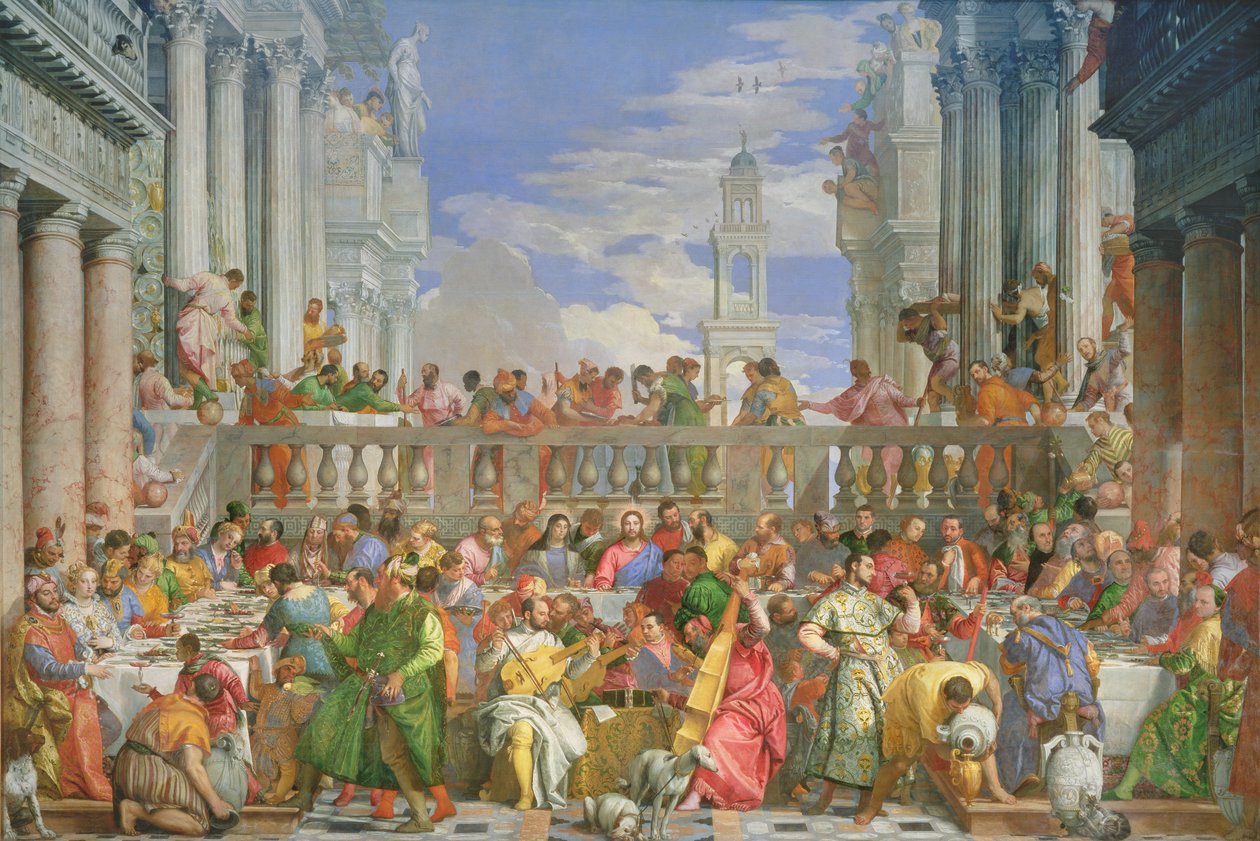A festa do casamento em Caná, c.1562 (ver também 99619-20) de Paolo Veronese