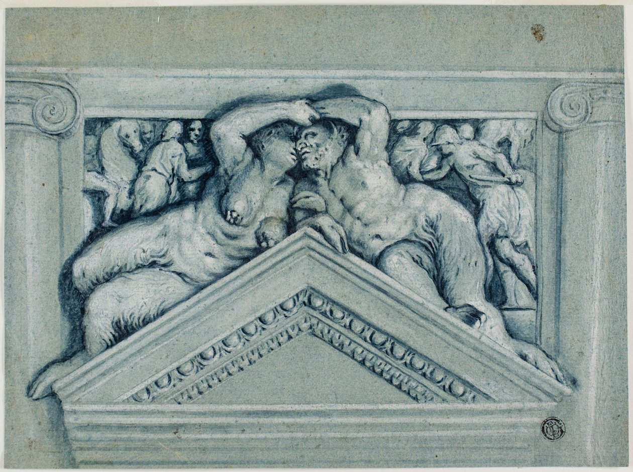 Overdoor com Satyr e Satyress de Veronese