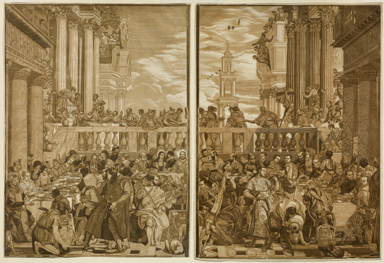 O casamento em Caná, gravado por John Baptist Jackson de Veronese