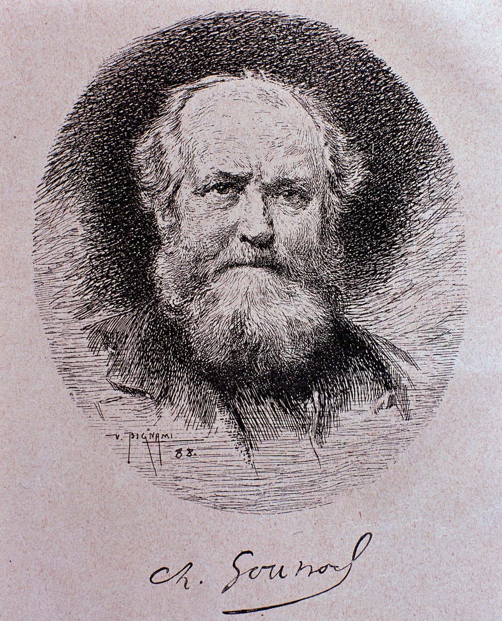 Retrato de Charles Gounod (desenho de Vespasiano Bignami