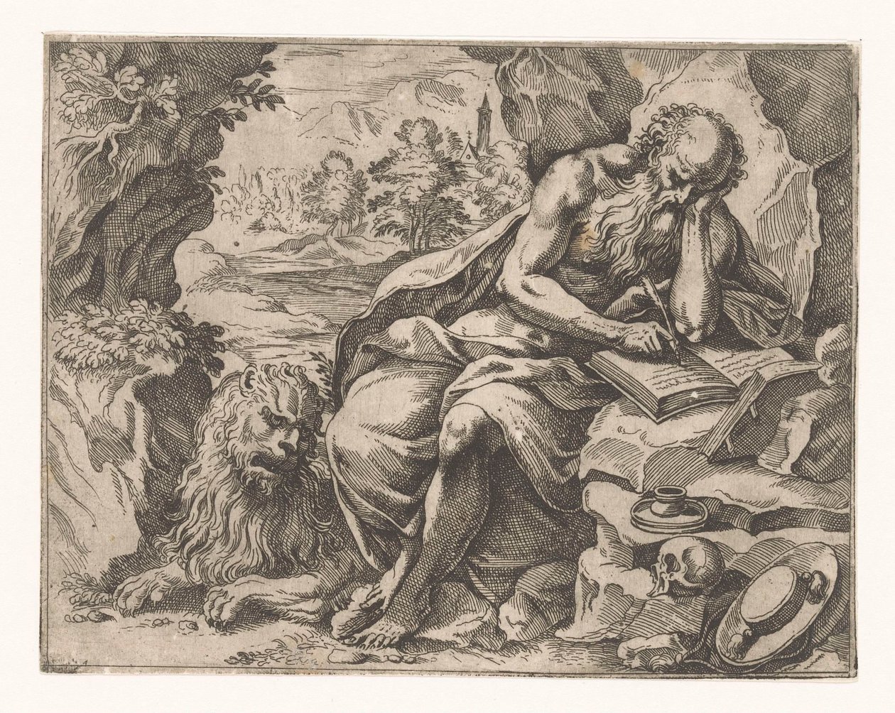 São Jerônimo no deserto de Vespasiano Strada (attributed to)