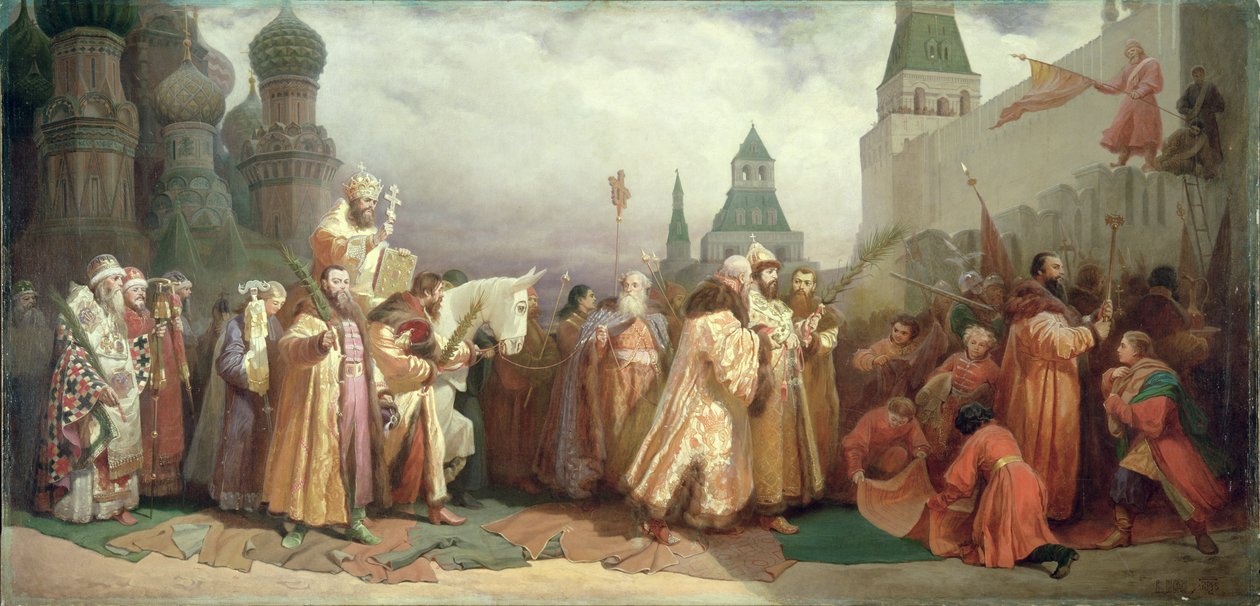 Procissão do Domingo de Ramos sob o reinado do czar Alexis Romanov (1629-76) 1868 de Viatcheslav Grigorievitch Schwarz