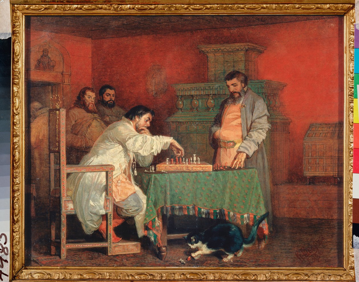 Cena da vida de um czar russo (jogo de xadrez) - Cena da vida do czar russo (jogo de xadrez) - Pintura de Vyacheslav Grigorievich Schwarz (1838-1869), óleo sobre tela de Viatcheslav Grigorievitch Schwarz