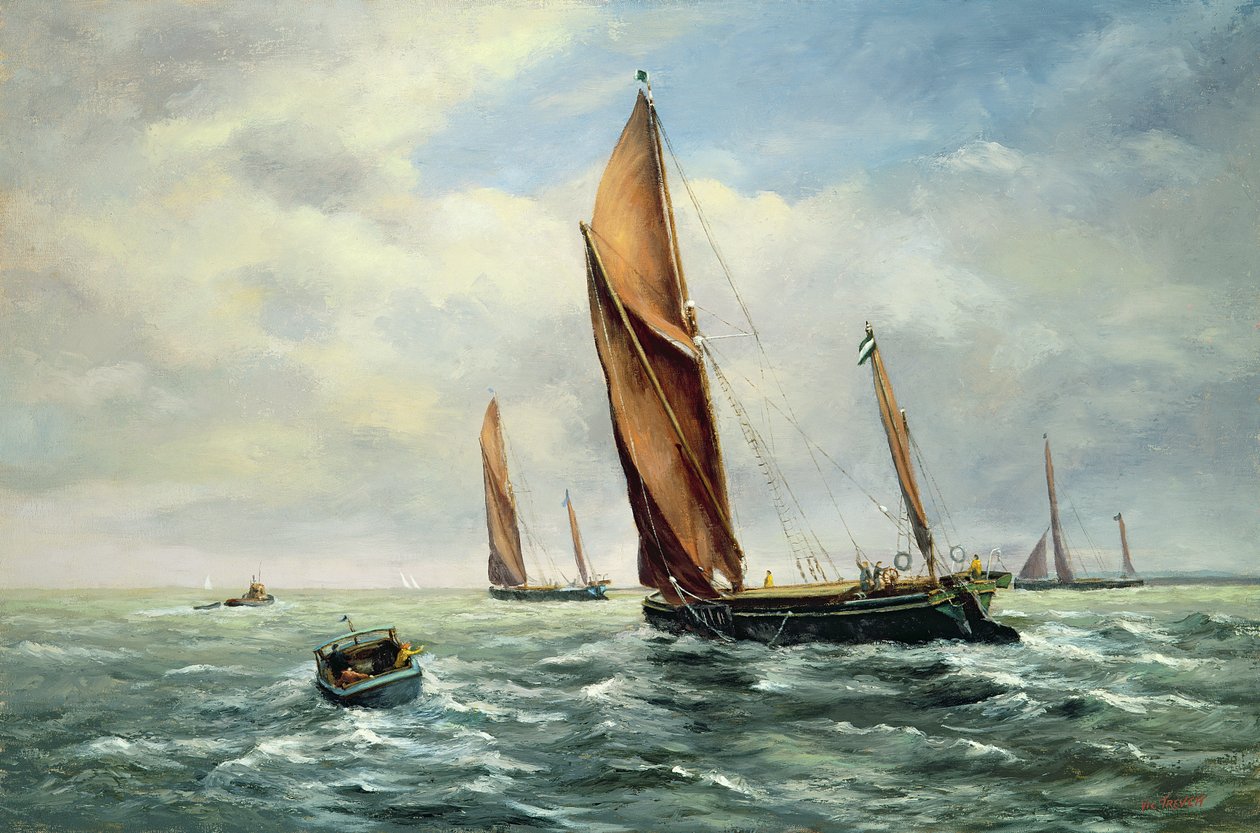 Barcaças de vela de corrida no Medway de Vic Trevett