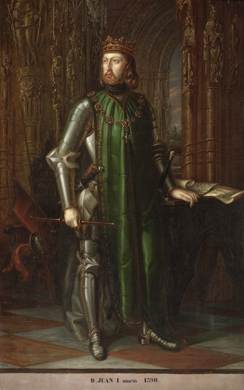 Retrato do rei João I de Castela (1358-1390) Pintura de Vicente Arbiol y Rodriguez (1812-1876) 1848 Palacio de las Cortes, Madrid de Vicente Arbiol y Rodríguez