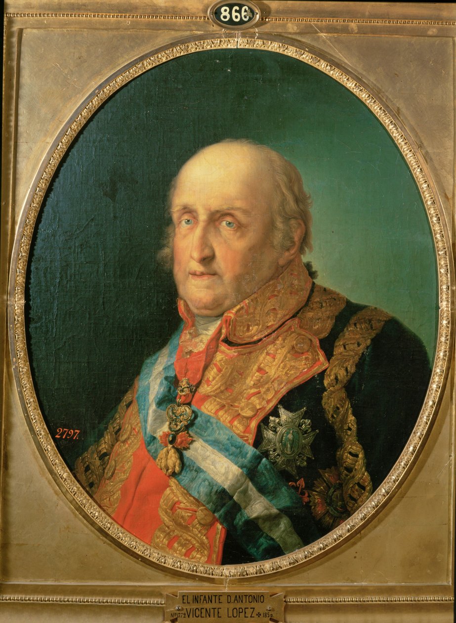 Infante Don Antonio Pascual de Borbon, irmão do rei Carlos IV (pintura sobre tela) de Vicente Lopez y Portana