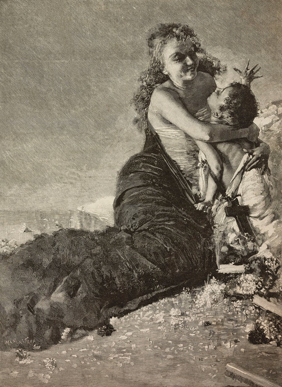 Renascença, mãe com filho, da pintura de Vincenzo Irolli de Vicenzo (after) Irolli