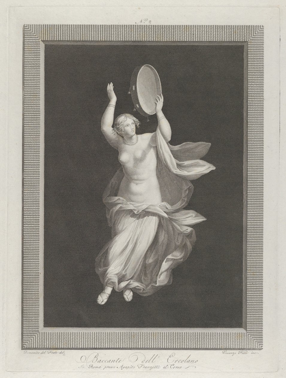 Uma bacante parcialmente nua tocando pandeiro, ca. 1795-1820 de Vicenzo Feoli