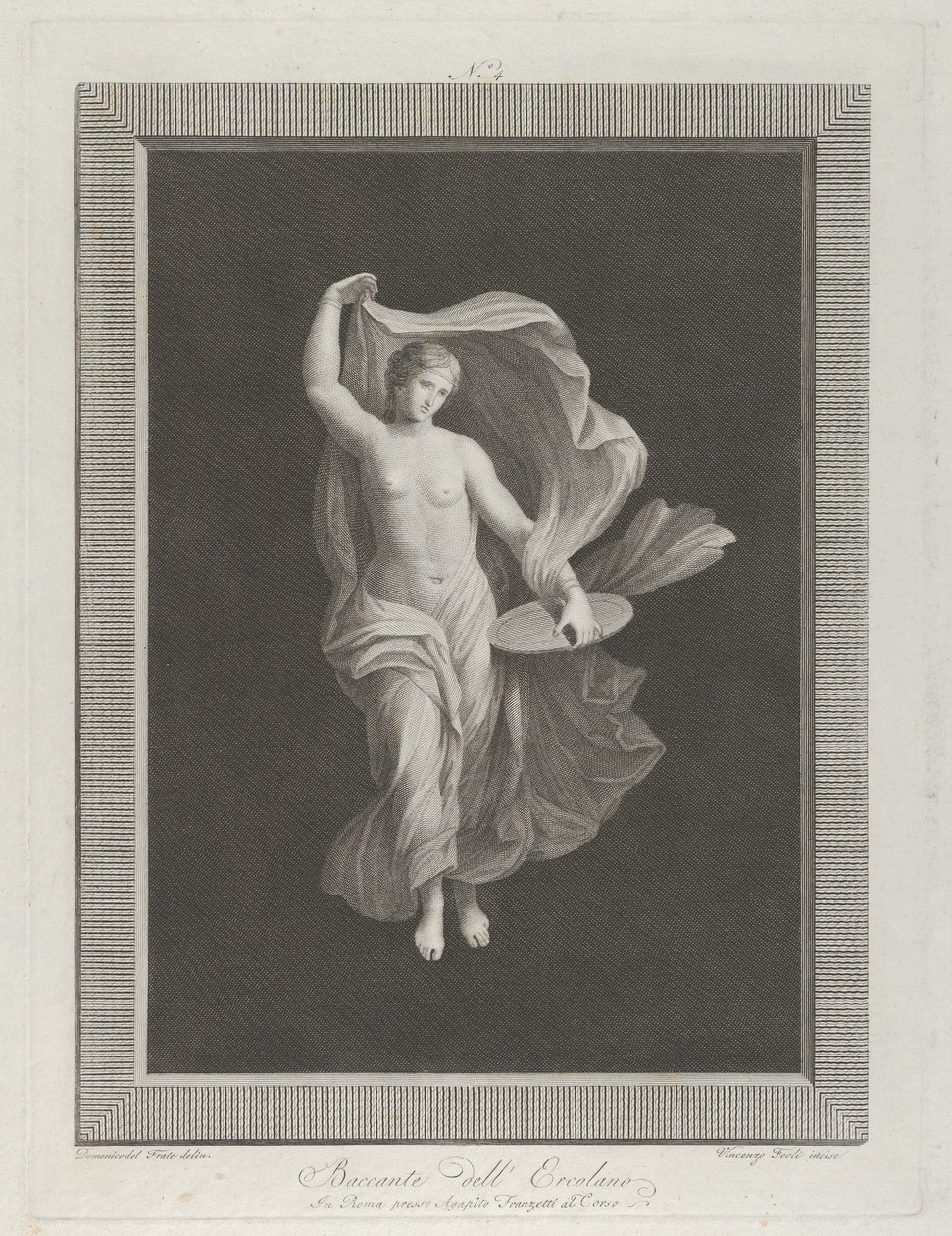 Uma bacante parcialmente nua segurando um disco na mão esquerda e levantando suas roupas ..., ca. 1795-1820 de Vicenzo Feoli