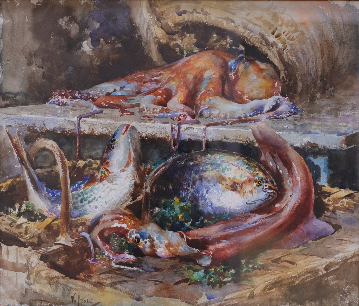 Pesca marítima (aguarela sobre papel) de Vicenzo Irolli