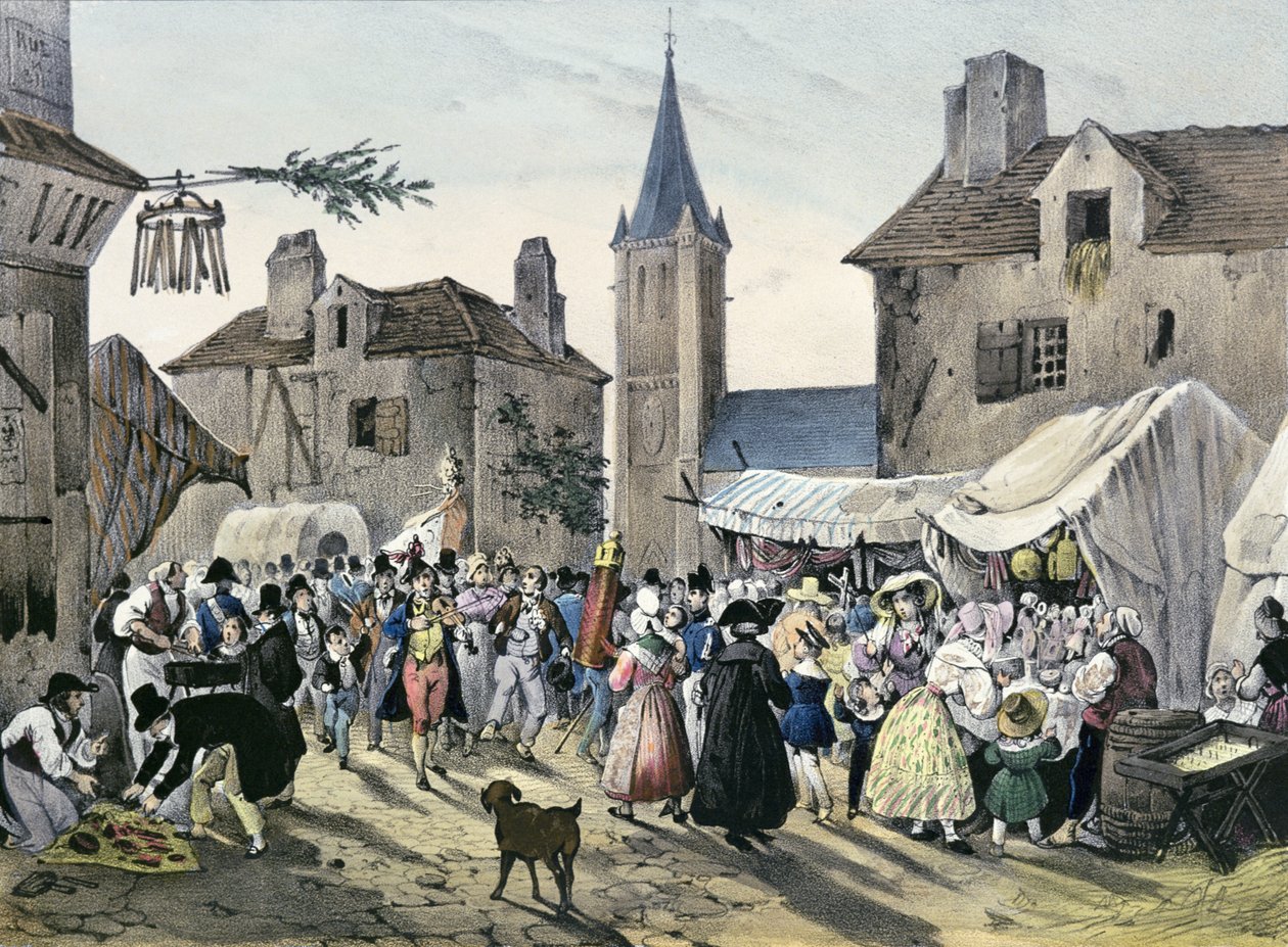 &39;Festas locais em torno de Paris&39;, série, 1830, Chatenay de Victor Adam