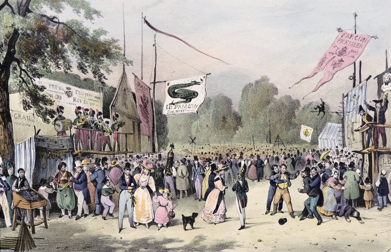 &39;Festas locais em torno de Paris&39;, série, 1830, Saint-Cloud de Victor Adam