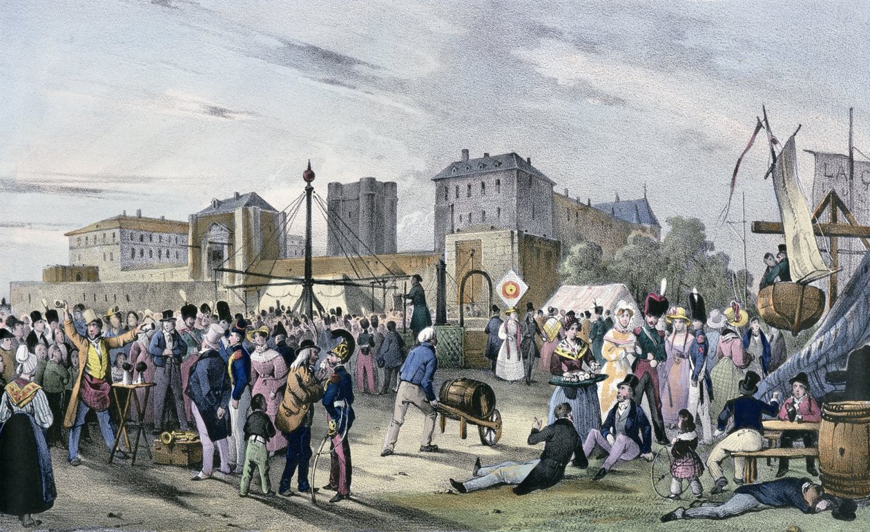 &39;Festas locais em torno de Paris&39;, série, 1830, Vincennes de Victor Adam
