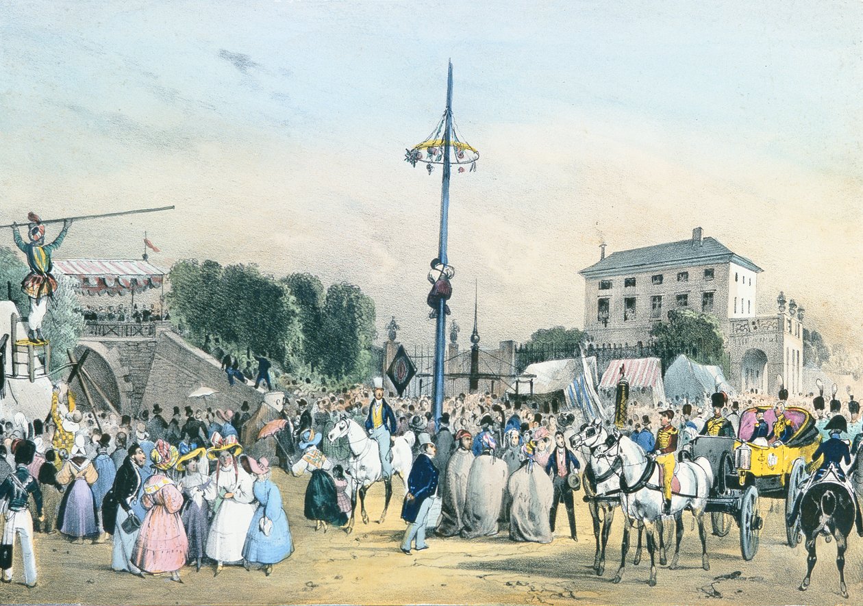 &39;Festas locais em torno de Paris: o polo gorduroso em Meudon Belle Vue, Paris, 1830 de Victor Adam