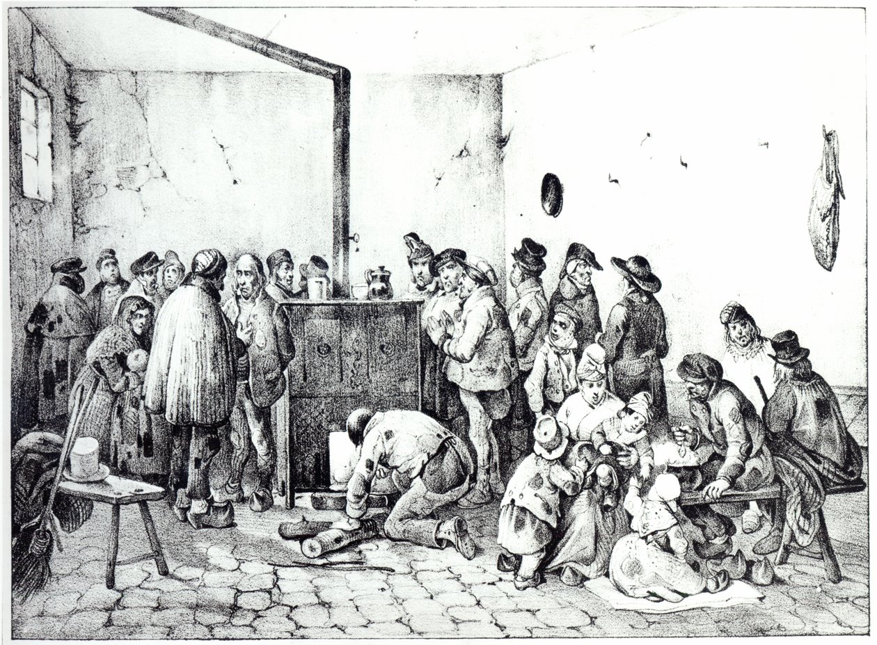 A sala de aquecimento pública em Paris, 1840 de Victor Adam