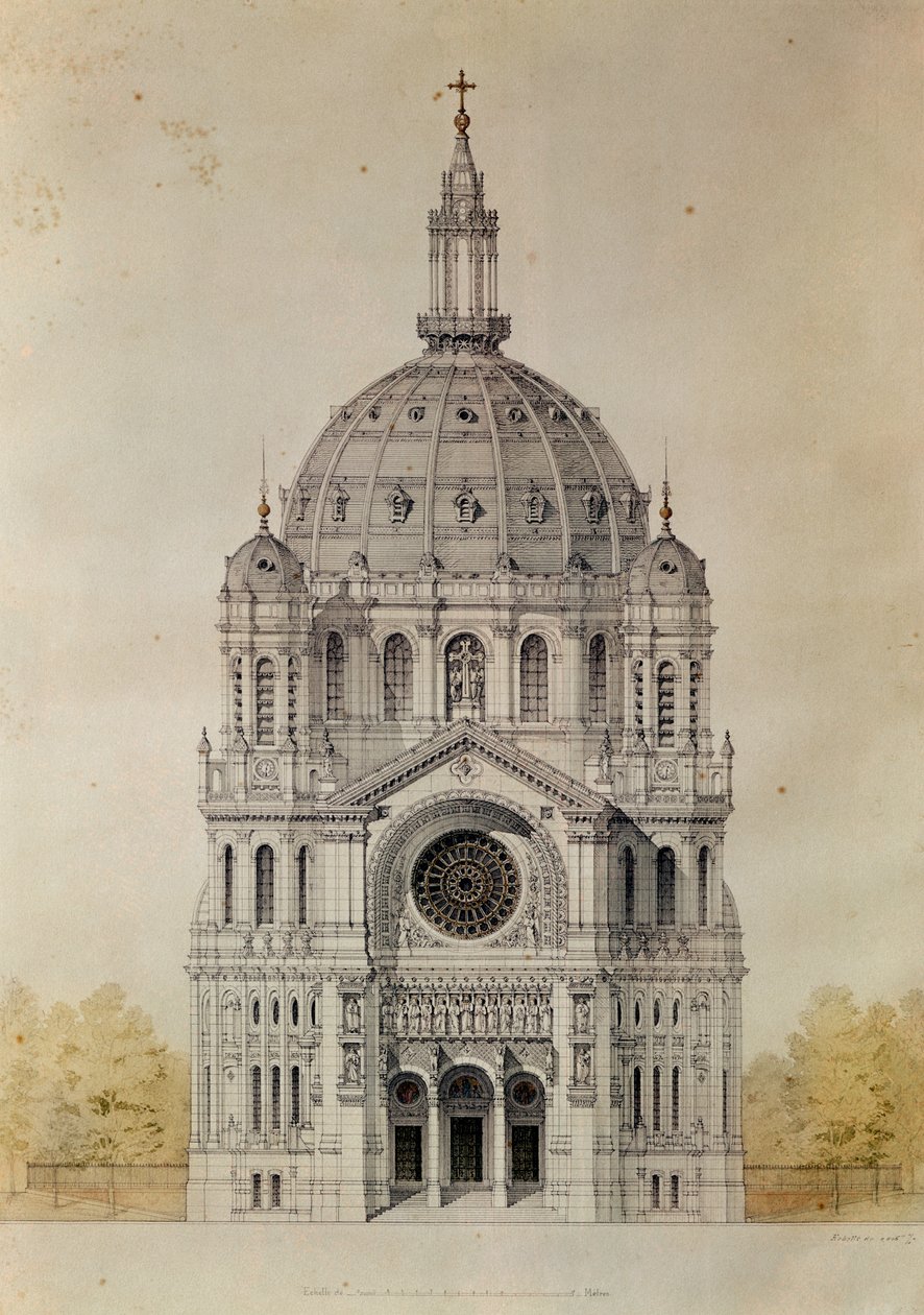 Fachada oeste da Igreja de Santo Agostinho, Paris, construída 1860-71 de Victor Baltard