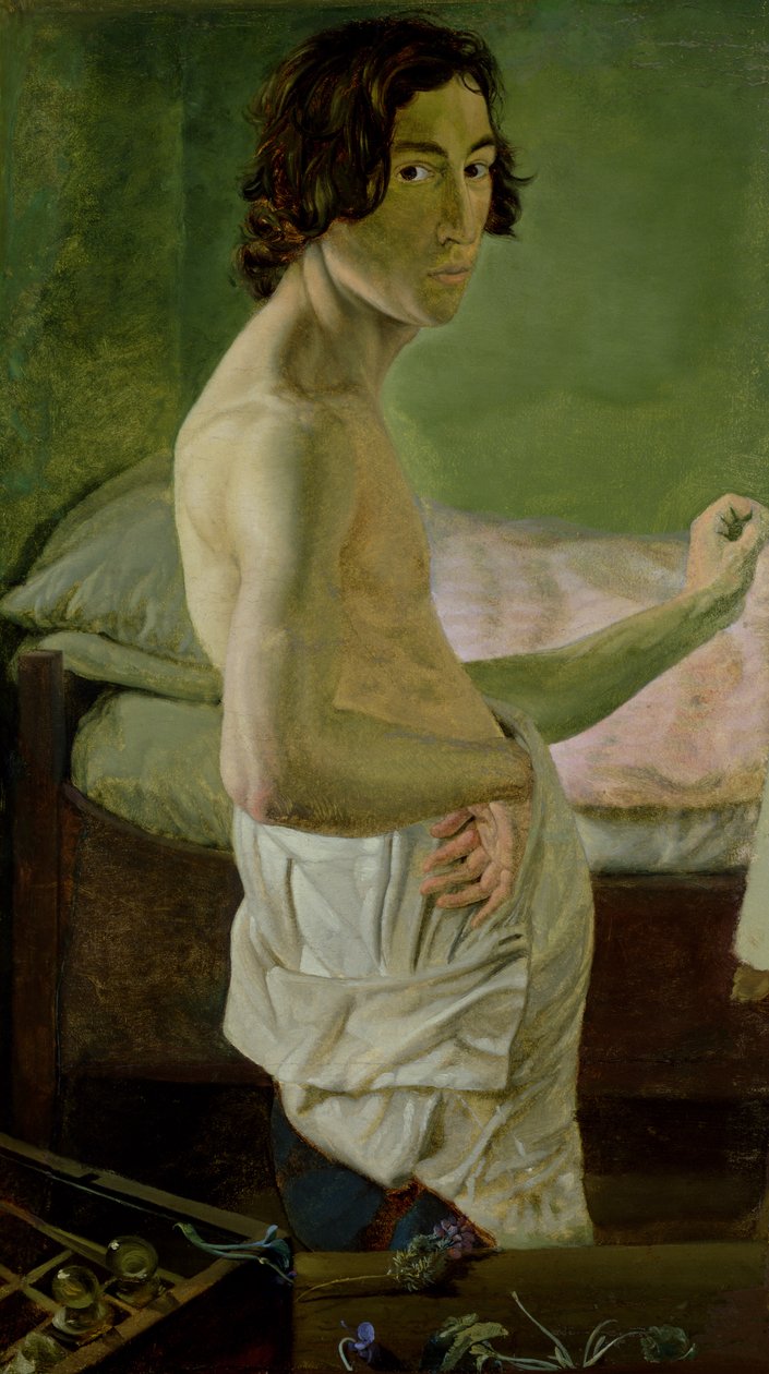 Auto-retrato em frente ao Cavalete, c.1828 (mídia mista em papel sobre tela) de Victor Emil Janssen