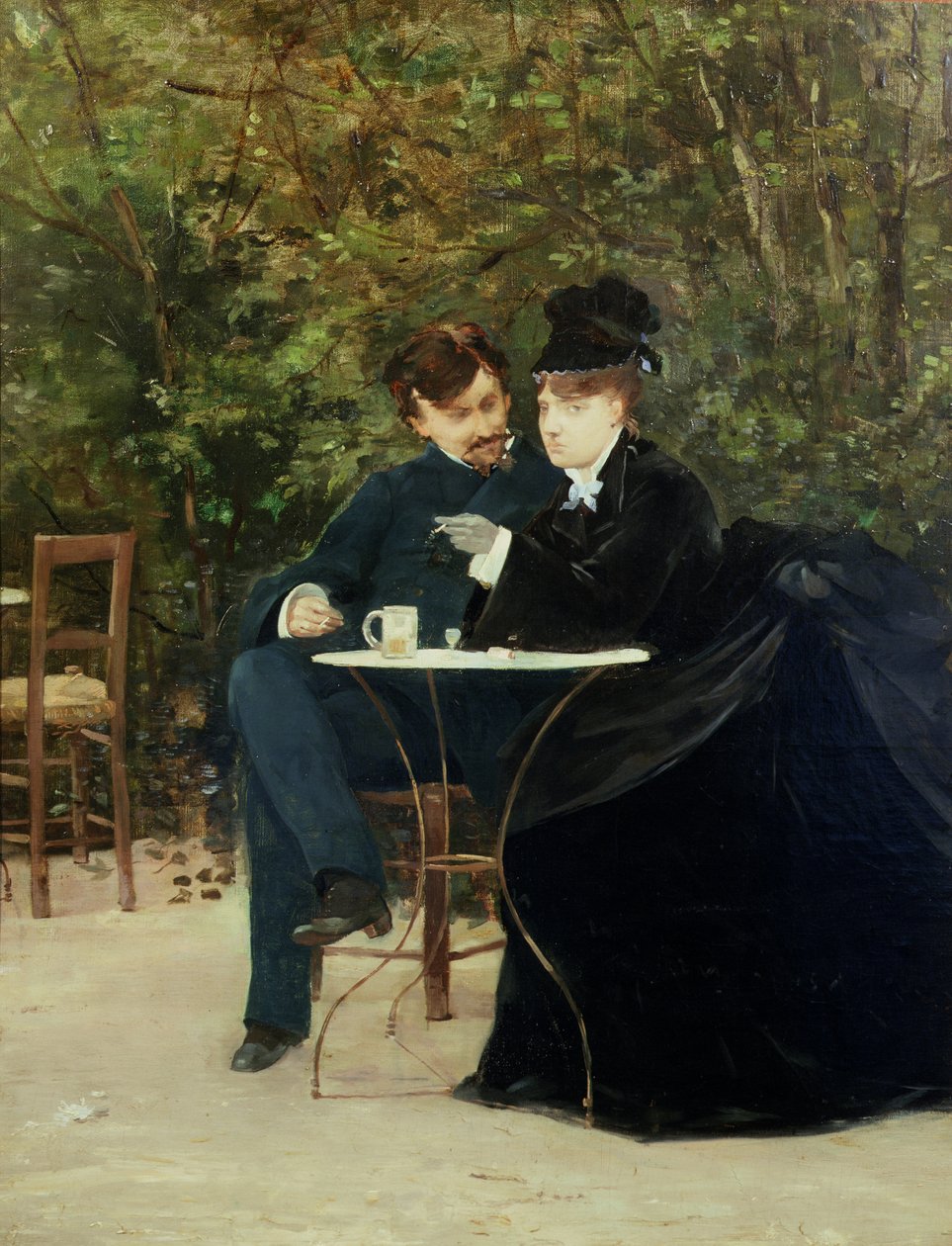 La Confidence (óleo sobre tela colocado a bordo) de Victor Fontaine