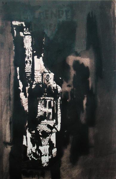Uma torre em uma luz tempestuosa (caneta e tinta no papel) de Victor Hugo