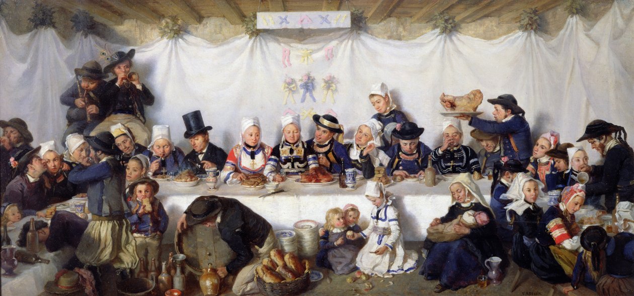 A festa de casamento de Corentin Le Guerveur e Anne-Marie Kerinvel, 1880 de Victor Marie Roussin
