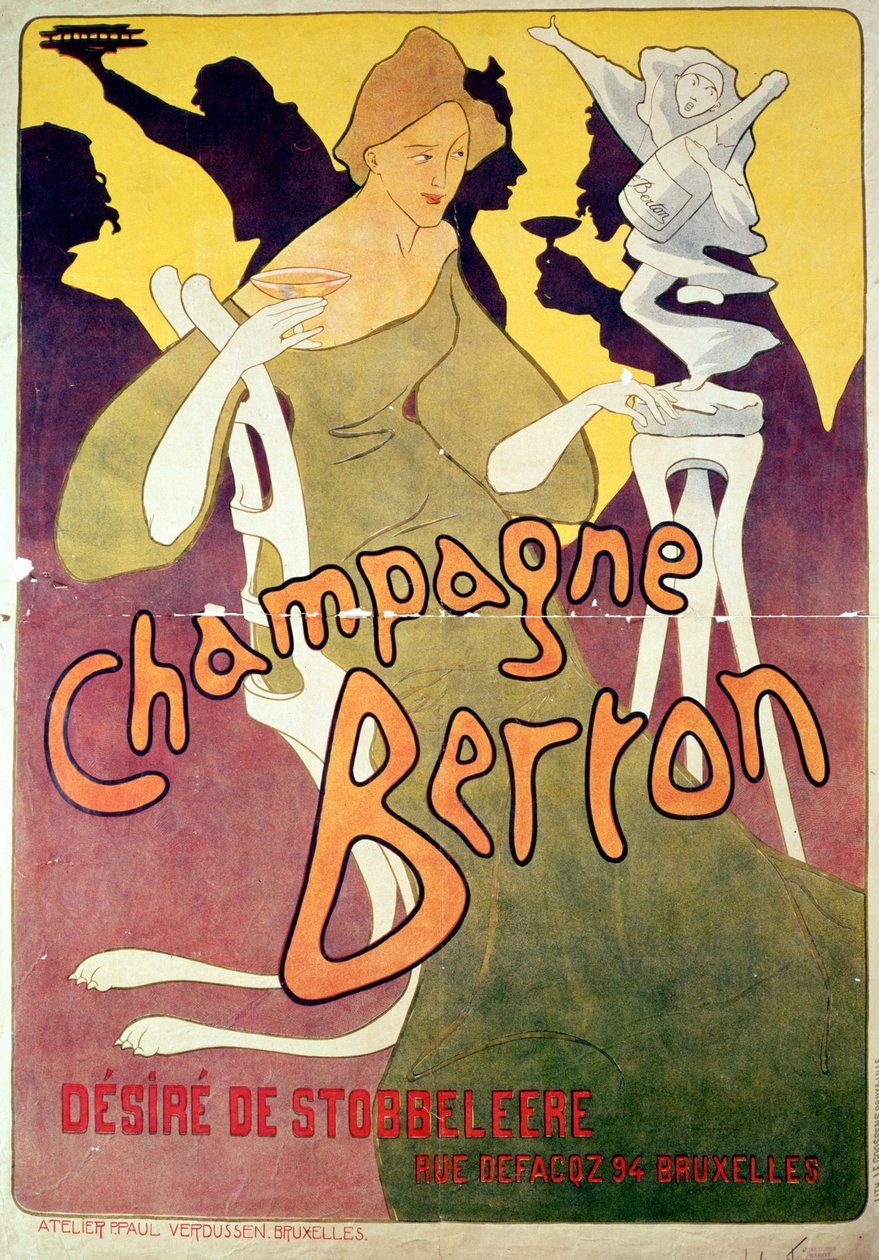 Champagne Berton, impresso por Josse Goosens 1876-1929 c.1900 lito colorido de Victor Mignot