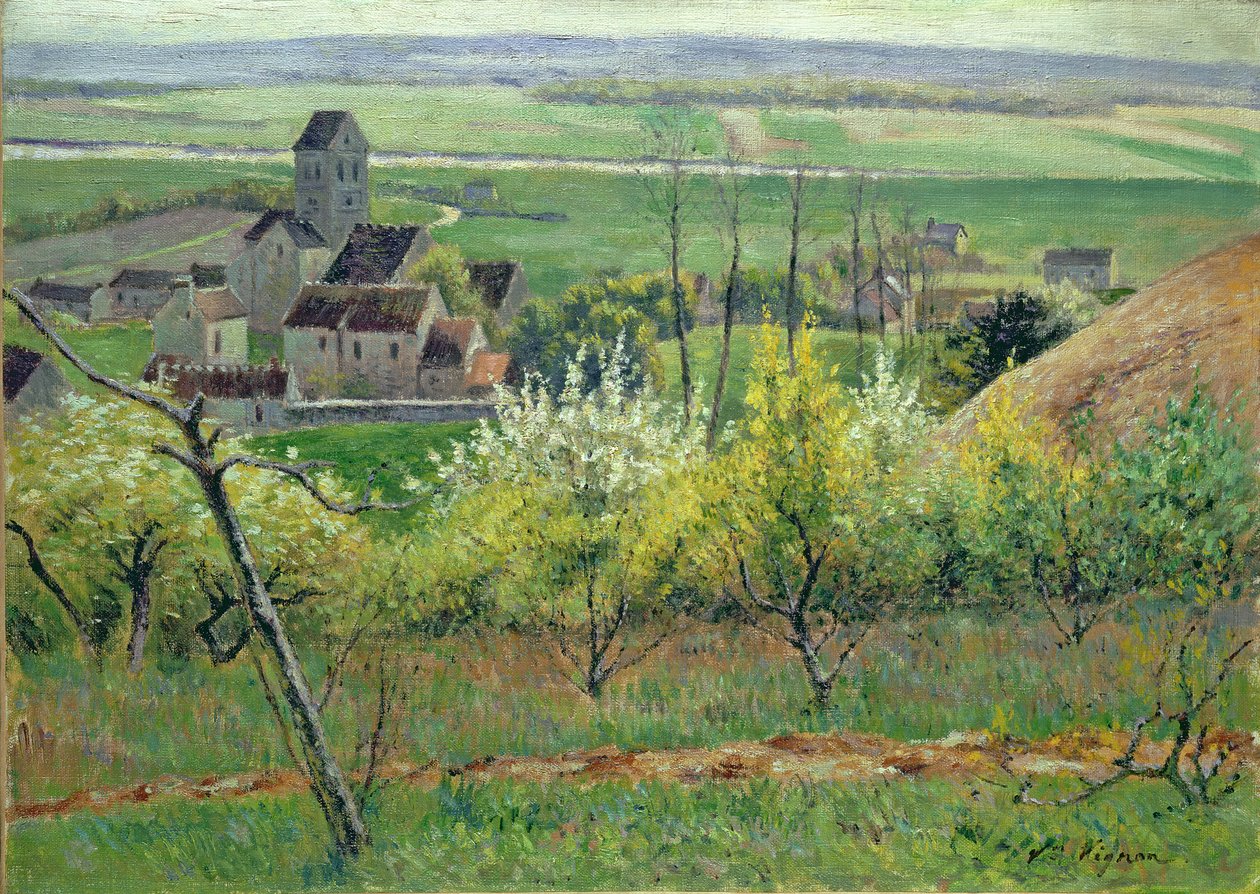 Uma aldeia perto de Auvers, c.1885 de Victor Vignon