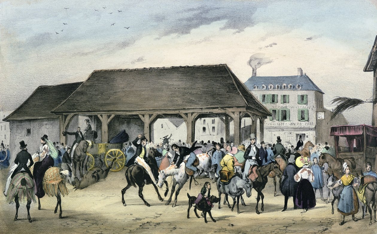 Festival de burros em Montmorency, &39;Fetes locais em Paris&39;, série, 1830, de Victor Adam