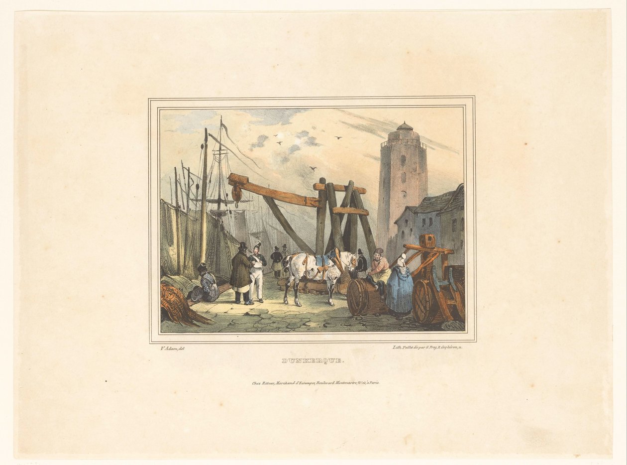 Porto de Dunkerque
Dunkerque (título sobre o objecto)
Fantasias dos habitantes das cidades portuárias (título da série)
Costumes de marins, dessinés dans les ports (título da série) de Victor Adam