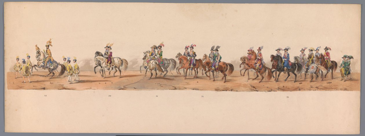 Concurso histórico no segundo centenário da Universidade de Utrecht, 1836 (placa 8)
Procissão do exército holandês a Ostende, a 3 de Julho de 1600, no dia seguinte à vitória em Nieuwpoort; de acordo com a representação fantasiada, dada por H H H Student de Victor Adam