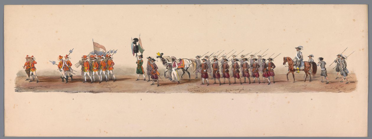 Procissão histórica no segundo centenário da Universidade de Ciências Aplicadas de Utrecht, 1836 (placa 3) Aproximação dos exércitos holandeses a Ostende, 3 de julho de 1600, um dia após a vitória em Nieuwpoort; de acordo com a representação fantasiada dad de Victor Adam
