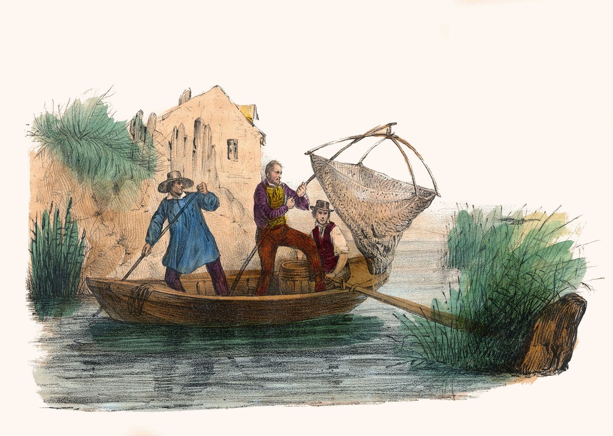 La Peche. em "Album Grotesque, Choices of Outstanding Types", ilustrações de Victor Adam, Paris, cerca de 1850. de Victor Adam