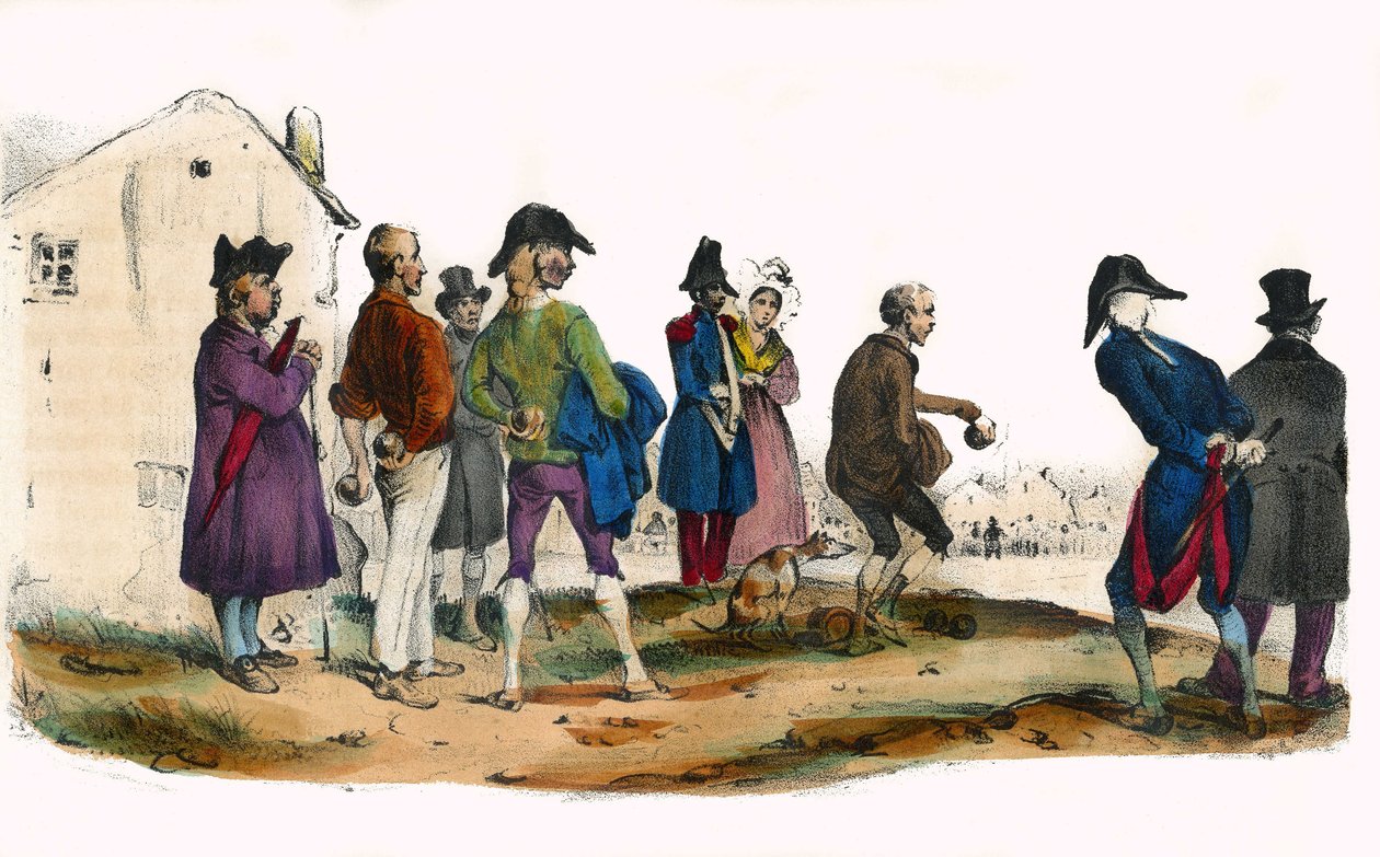 Martin, o jogador da bola. Em "Album Grotesque, Choices of Outstanding Types", ilustrações de Victor Adam, Paris, cerca de 1850. de Victor Adam