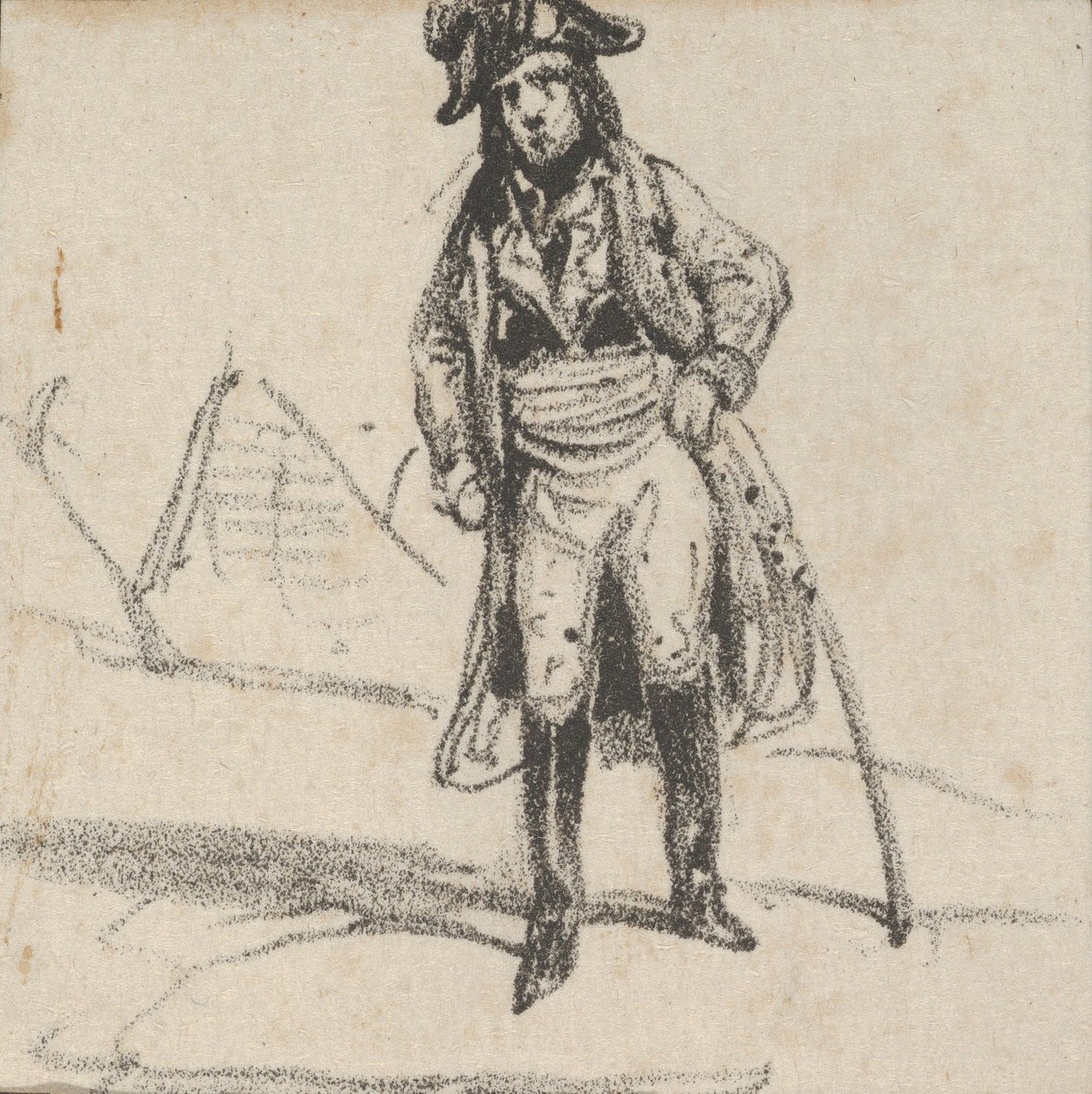 Soldado apoiado em sua espada, meados do século XIX. de Victor Adam