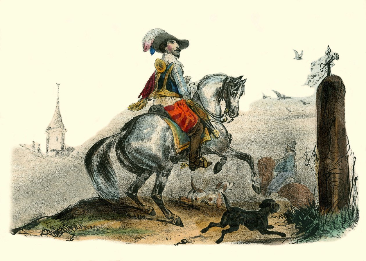 O Visconde de Sommiere, cavalheiro do Languedoc e senhor do campo. Em "Album Grotesque, Choices of Outstanding Types", ilustrações de Victor Adam, Paris, cerca de 1850. de Victor Adam