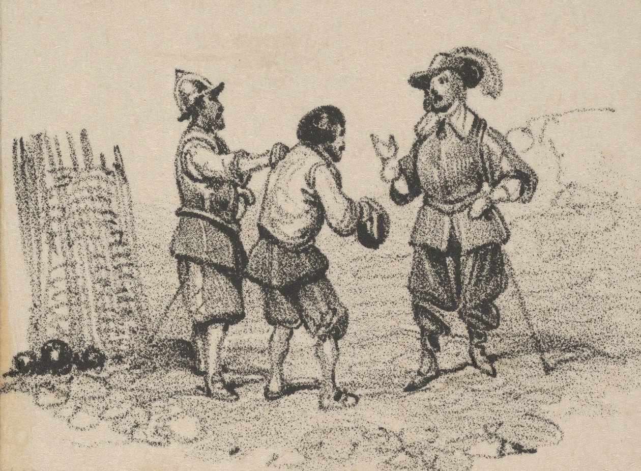Três homens discutindo, meados do século XIX. de Victor Adam