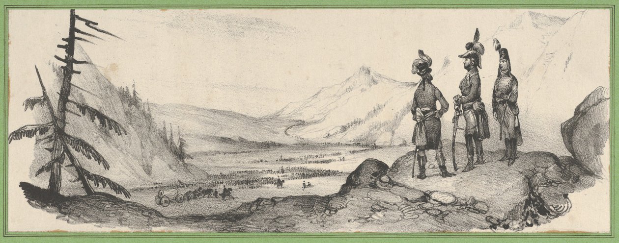 Três soldados numa paisagem de Victor Adam