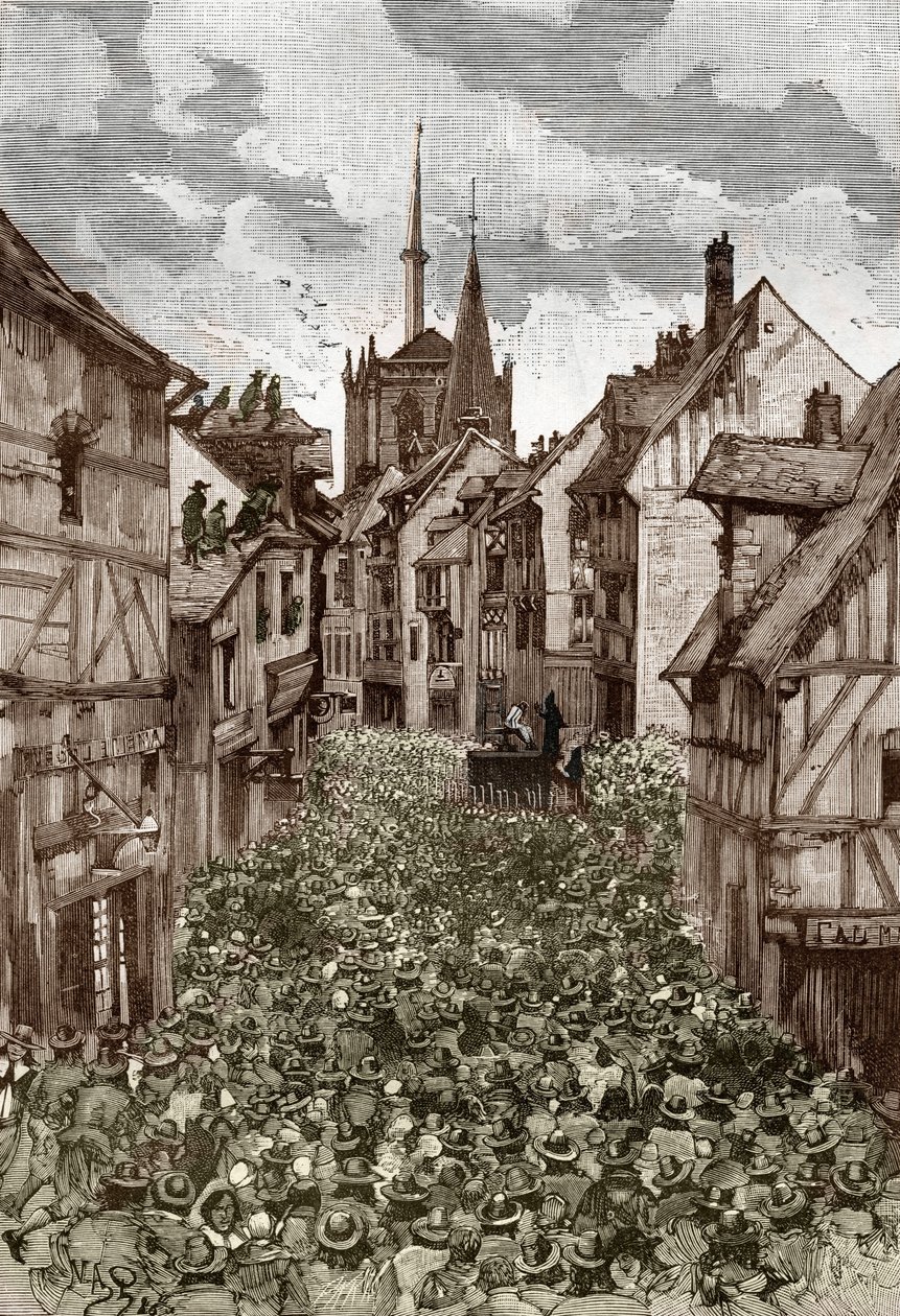 Affaire des possedes de Loudun (demónios de Loudun) cerca de 1630: caça às bruxas, o padre francês Urbain Grandier (1590-1634) que alegadamente fez um pacto com o diabo e acusa de ter enfeitiçado freiras, é queimado no talho - (Urbain Grandier, fren de Victor Armand Poirson