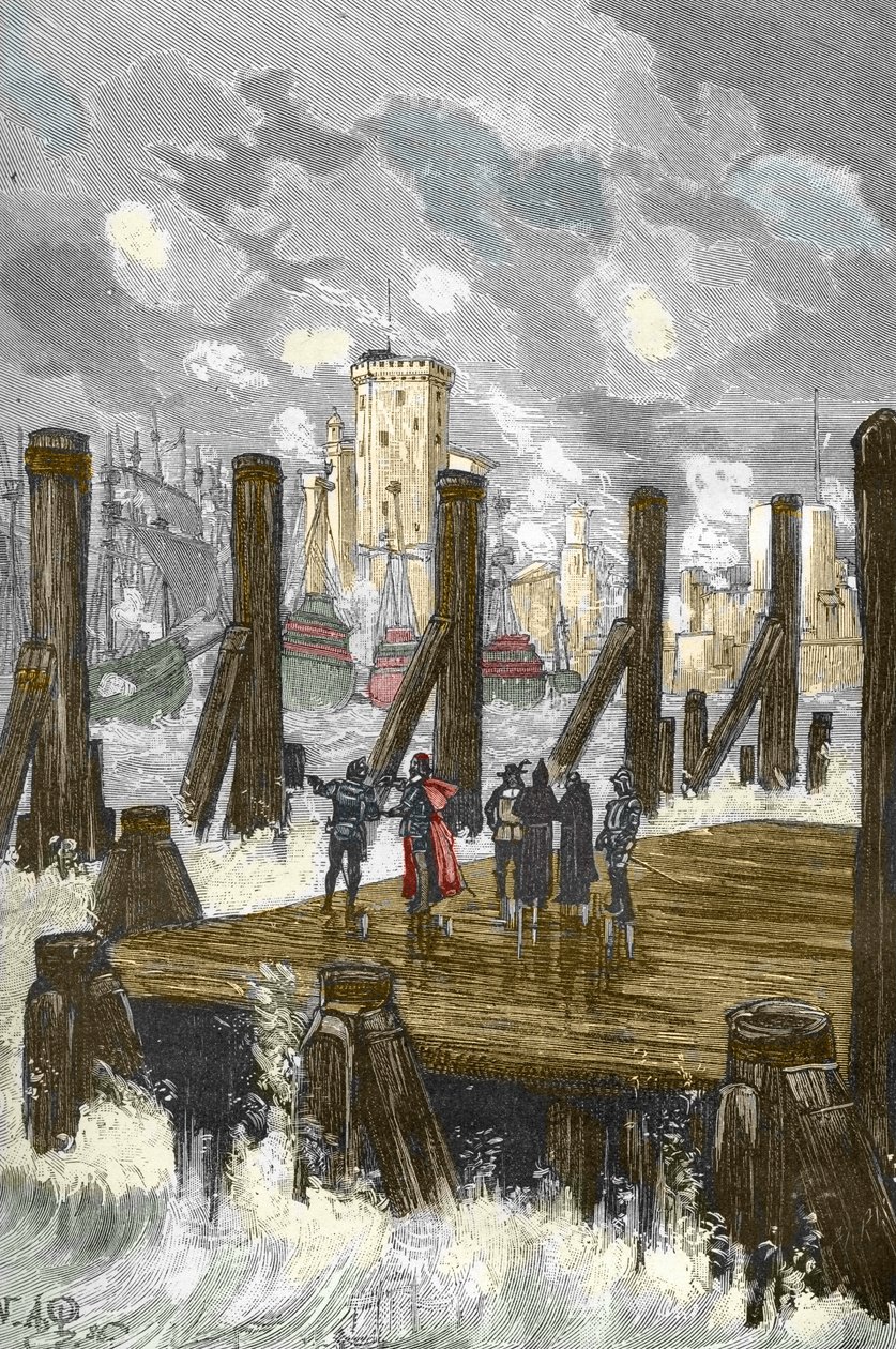 Siege de la Rochelle (1627-1628): "O Cardeal de Richelieu (1585-1642) na barragem de La Rochelle, durante o cerco da cidade, place d