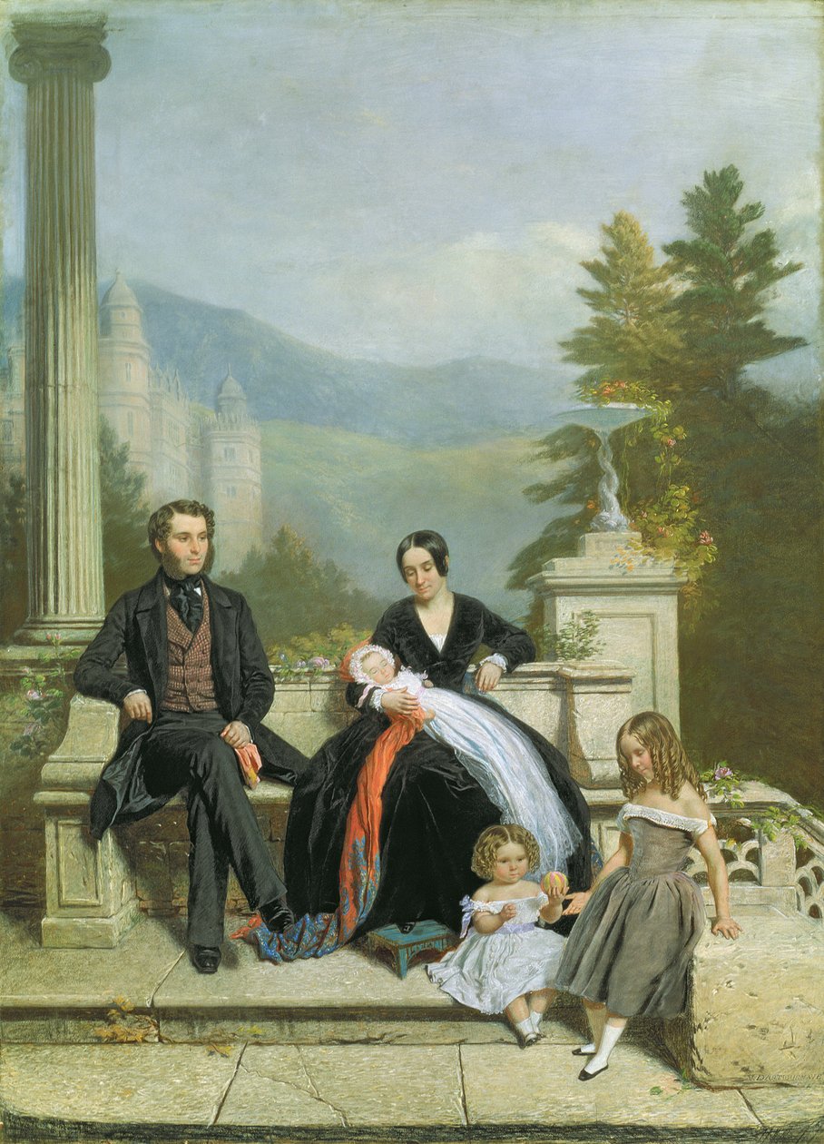 Henry Granville Fitzalan Howard com Minna Lyons e seus três filhos mais velhos, 1845 de Victor Dartiguenave
