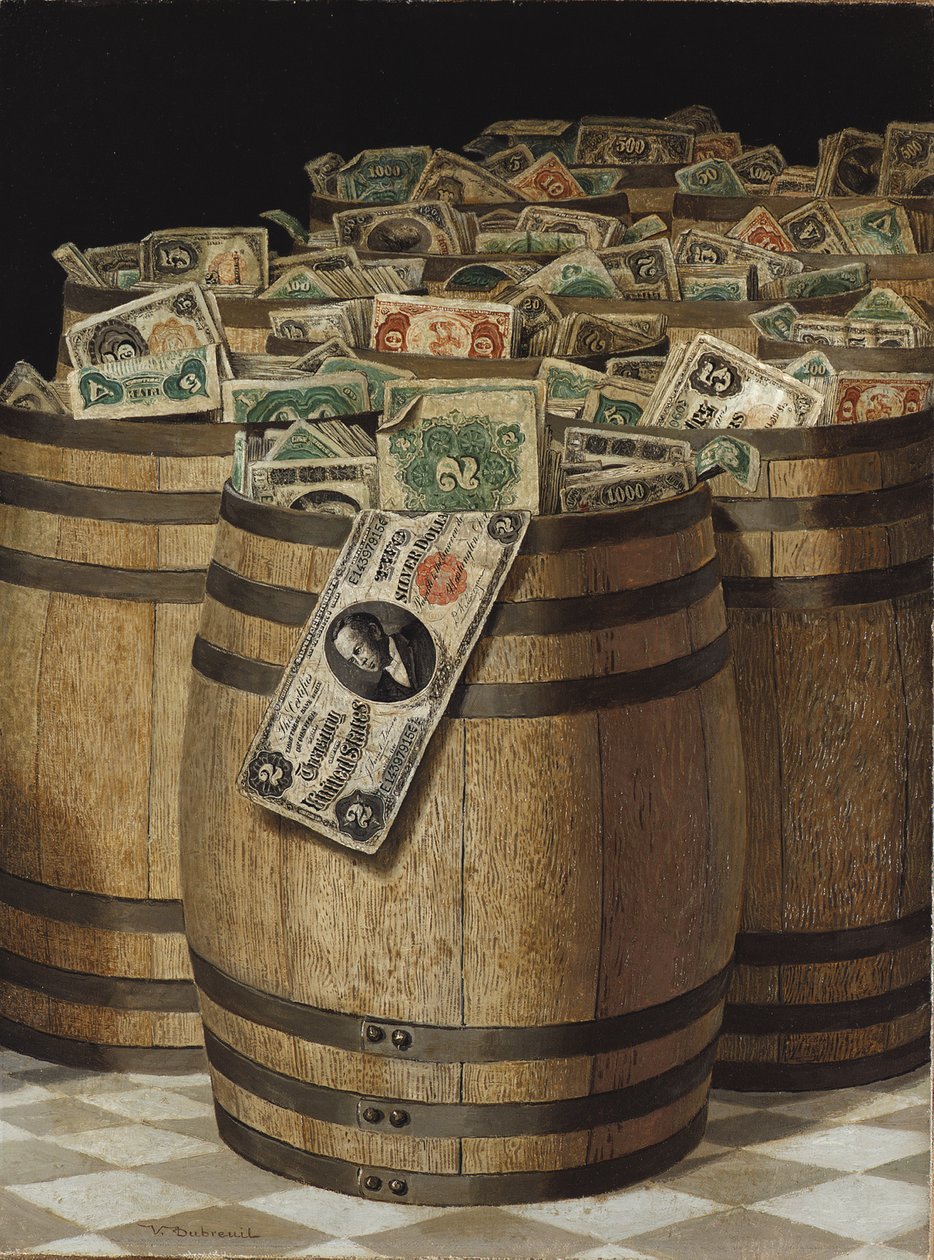 Barris de Dinheiro (óleo sobre tela) de Victor Dubreuil
