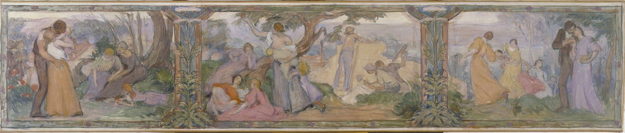 Esboço para a Câmara Municipal de Issy-les-Moulineaux: La Vie, entre 1896 e 1897 (óleo sobre tela) de Victor Emile Prouve